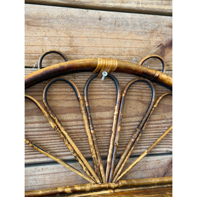Vintage Boho Coastal Burnt Bamboo Two Tiered Sculptural Wall Shelves For Sale - Image 10 of 12