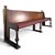 Art Deco Brasserie Bench in Oak and Burl Wood with Burgundy Imitation Leather Seat, 1930s For Sale - Image 11 of 11
