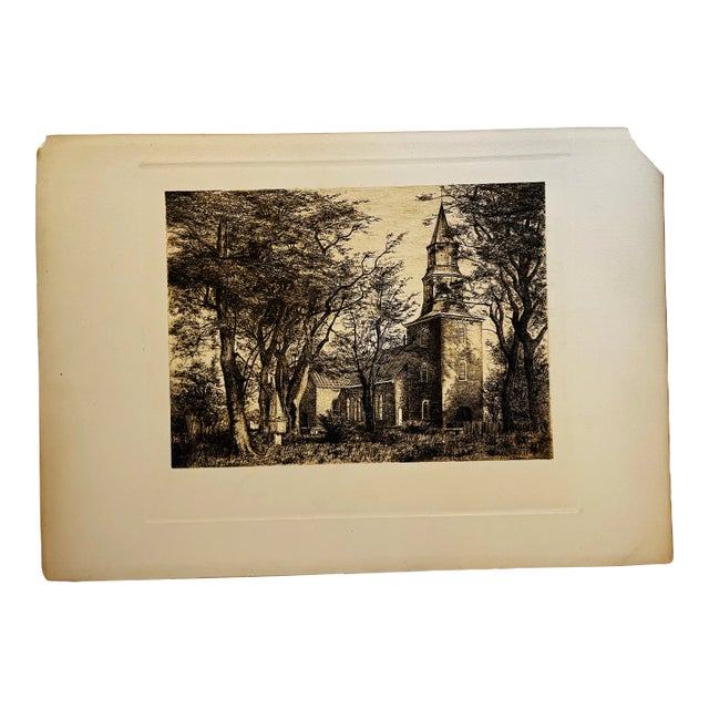 19th Century Church Etching Print For Sale