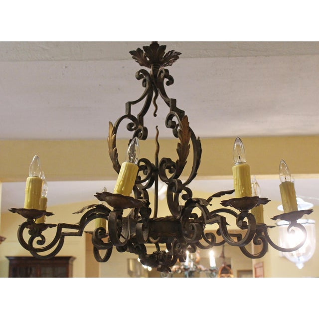 Late 19th Century Late 19th Century French Iron 8-Light Chandelier For Sale - Image 5 of 11