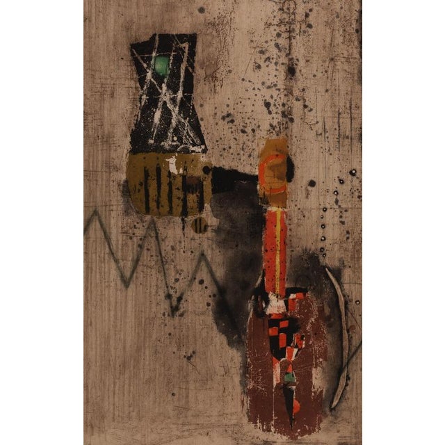 Modern Johnny Friedlaender, Orange Composition, Lithograph For Sale - Image 3 of 4