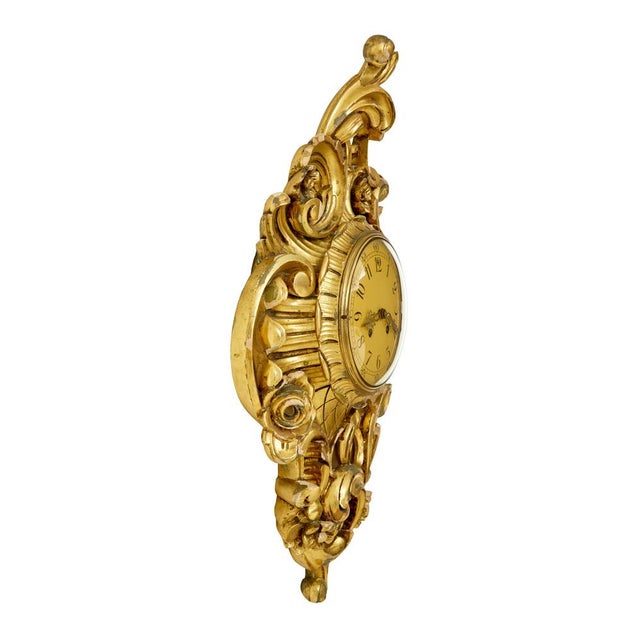 Rococo Mid-Century Modern Rococo Revival Carved Gilt Clock from Westerstrand, 1950s For Sale - Image 3 of 8