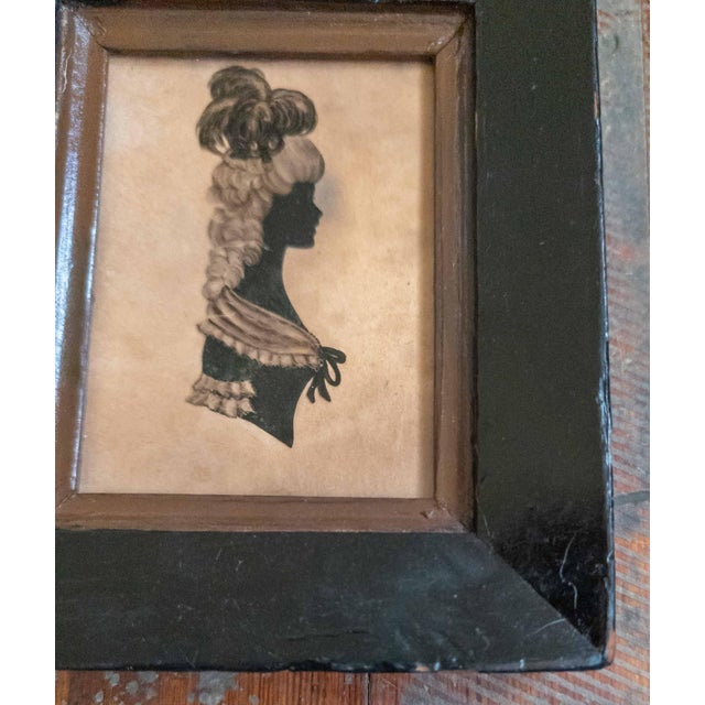 19th Century American or English Folk Art Reverse Painted Glass Miniature Silhouette Portrait For Sale In New York - Image 6 of 13
