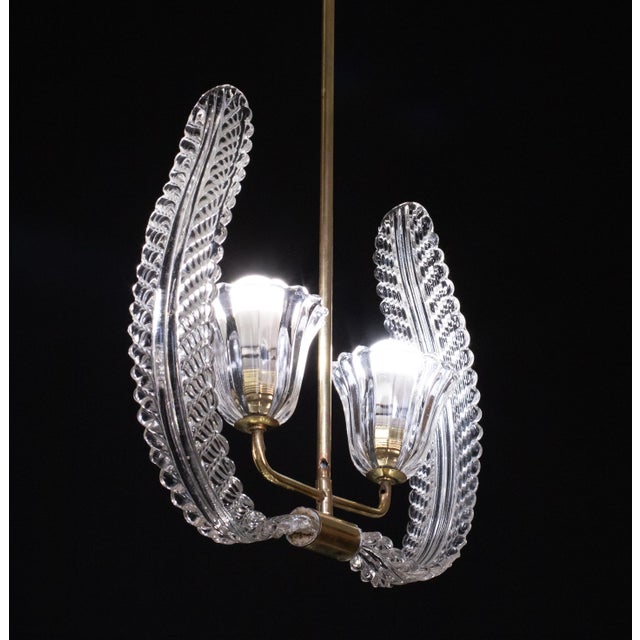 Transparent "Angel" 2 Light Chandelier or Pendant Lamp by Barovier & Toso, 1940s For Sale - Image 8 of 12