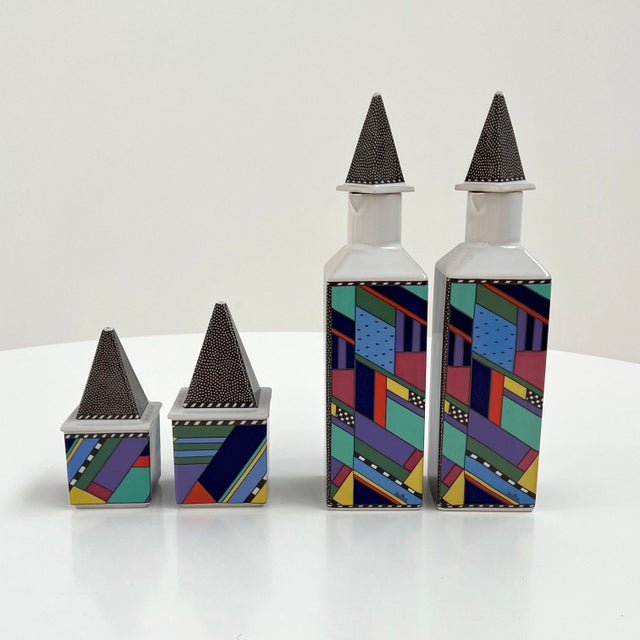Oil Vinegar Pepper Salt Set Metropol by Barbara Brenner for Rosenthal, 1990s, Set of 4, in Good conditions. Designed 1990...