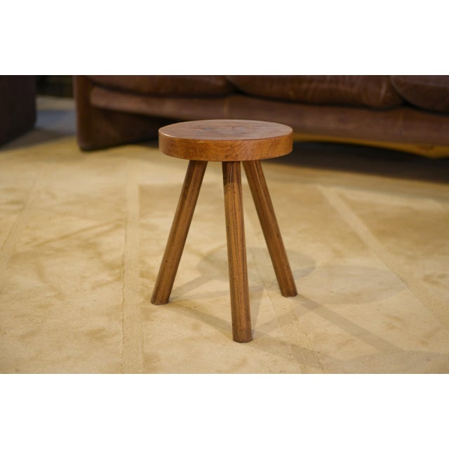 Vintage Brutalist Elm Stool, 1950s, in Very Good conditions. Designed 1950 to 1959