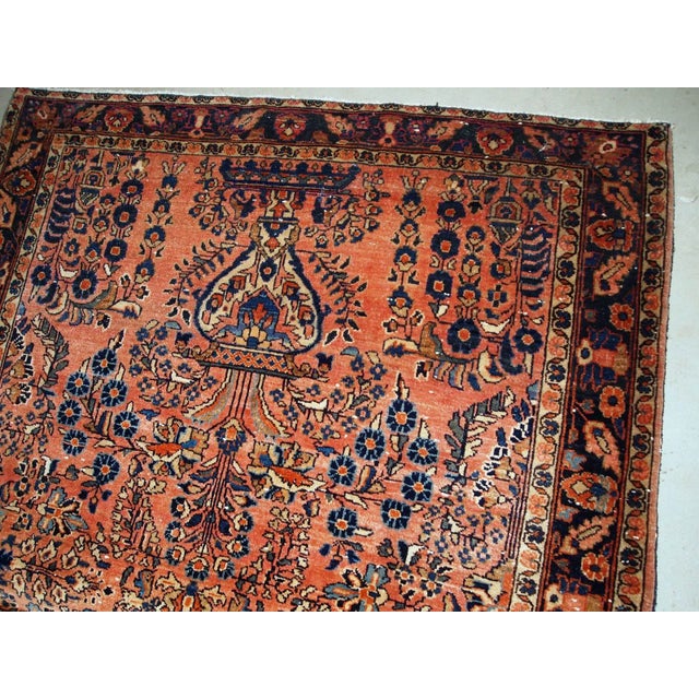1920s 1920s Handmade Antique Persian Sarouk Rug 3.6' X 5.4' For Sale - Image 5 of 8