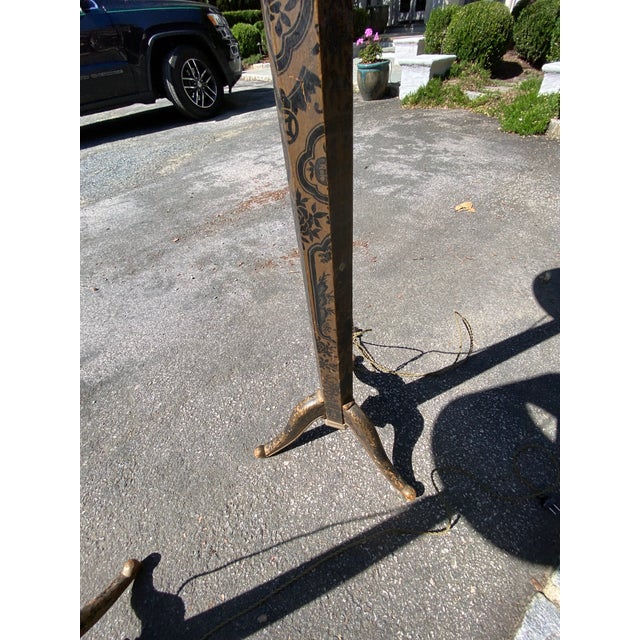 Early 20th Century Early 20th Century Pair of Chinoiserie Floor Lamps With Silk Shades For Sale - Image 5 of 12