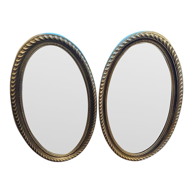 Large Oval Ornate Vintage Mirror Set For Sale