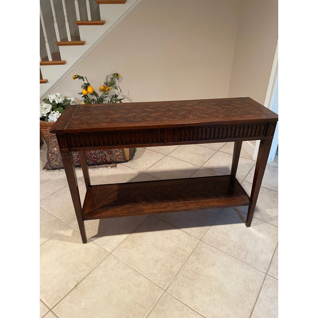 Herringbone Wood Top Console Table Chairish