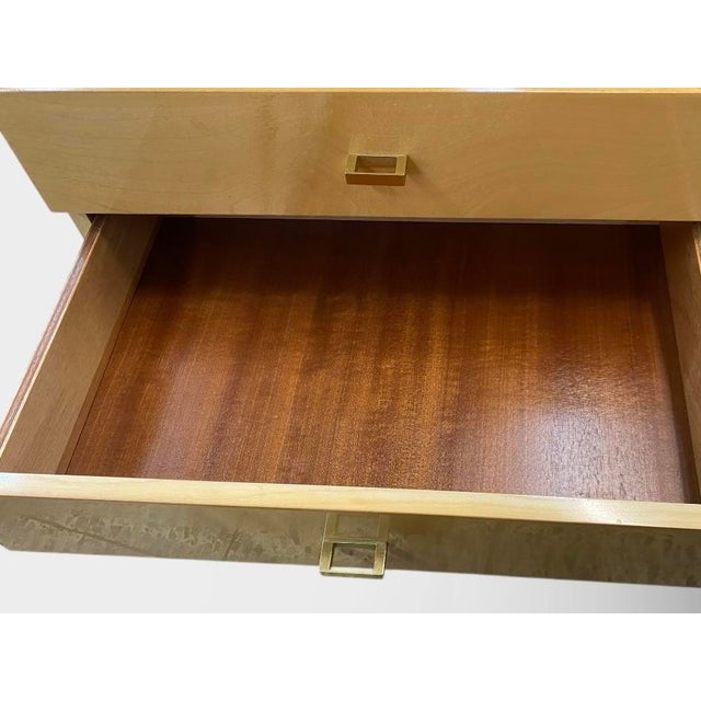 Mid-Century Dressing Table or Chest of Drawers in Maple Veneer with Brass Handles and Glass Top, Germany, 1950s-1960s For Sale - Image 6 of 16