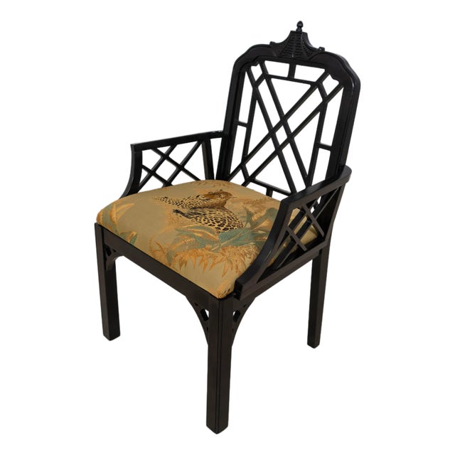 Chinese Chippendale Style Lacquered Armchair For Sale