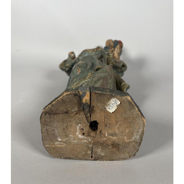 Wood French Artist, The Virgin and Child, 18th Century, Polychrome Carved Wood For Sale - Image 7 of 8