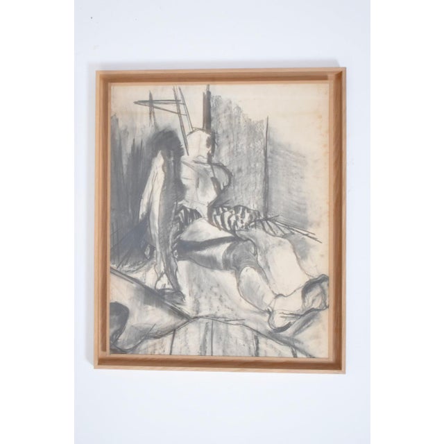 Man portrait drawing diptyque, 1960s. Drawing diptyque composed by two portraits representing a "Seated man" and a "Lying...