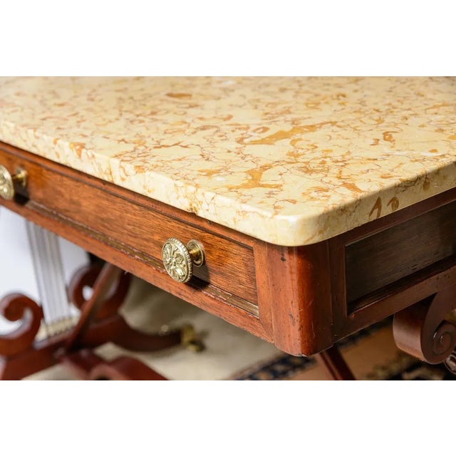 Traditional Marble Top Writing/Sofa Table For Sale - Image 3 of 8