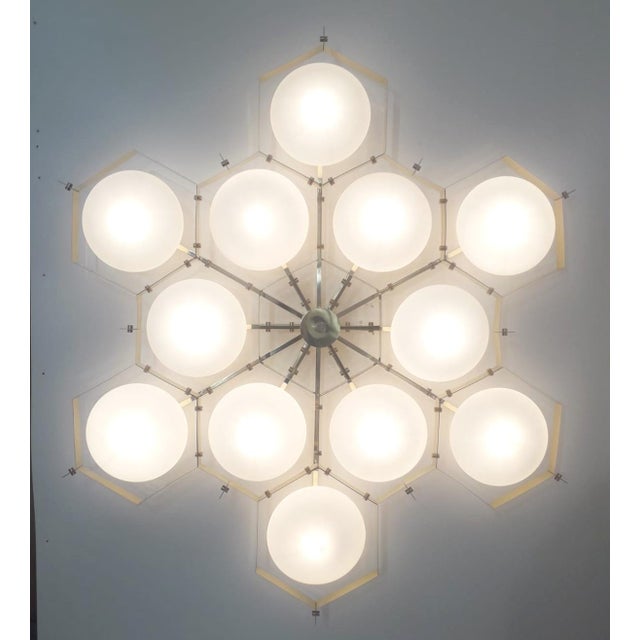 Not Yet Made - Made To Order 21st Century Beehive Polished Brass Matte White Murano Flush Mount by Fabio LTD For Sale - Image 5 of 6