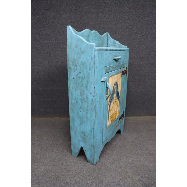 Wood Country Painted Milk Cupboard With Blue Birds For Sale - Image 7 of 16