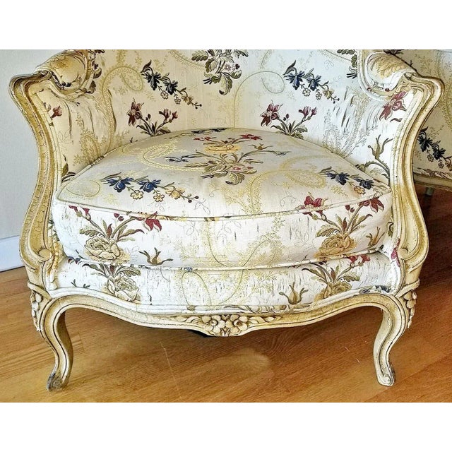 Louis XV French Style Painted Assembled Bergeres - Set of 2 For Sale - Image 9 of 13