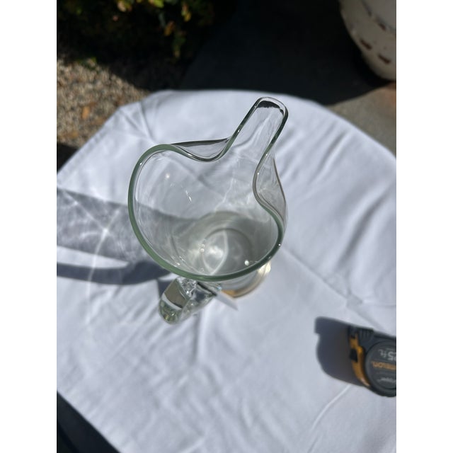 Vintage Tall Clear Glass Pitcher With Silver Plate Base For Sale - Image 9 of 14
