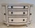 C.1991-93: E.G. Cody, Demi-lune, tessellated marble server buffet, credenza, and/or console in a contrasting cream with...