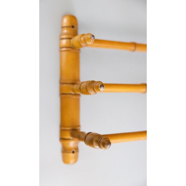 Chinoiserie Antique French Faux Bamboo Triple Towel Holder Wall Rack For Sale - Image 3 of 7