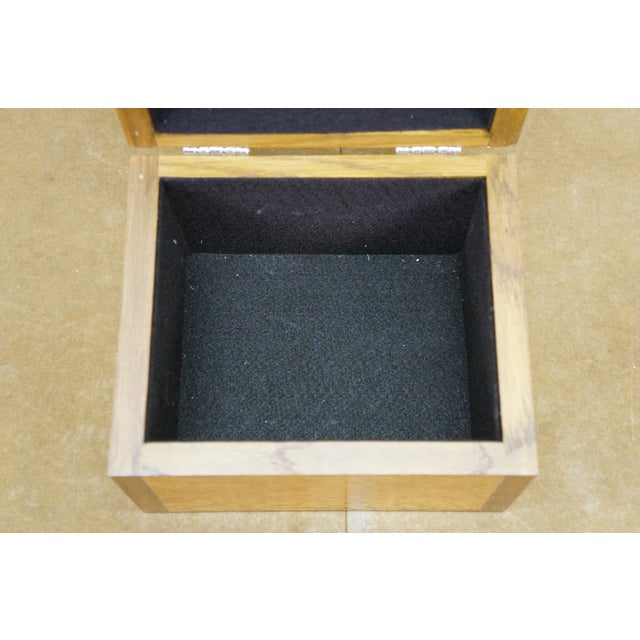 Vintage Walt D Richard Quartered Oak Felt Lined Trinket Keepsake Box 7" For Sale - Image 13 of 13