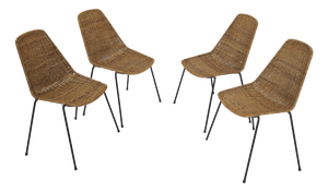 Vintage Basket Wicker Chairs by Legler for Bonacina Italia, 1950s, Set of 4