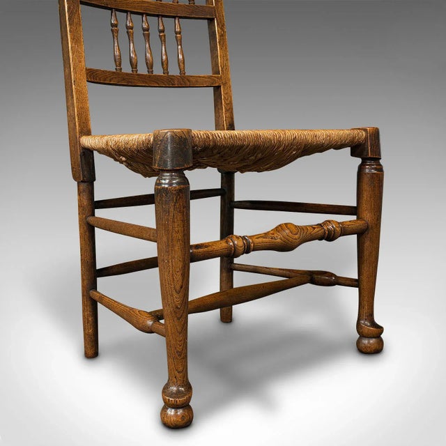 1850s Pair of Antique Victorian English Spindleback Rush Chairs For Sale - Image 12 of 13