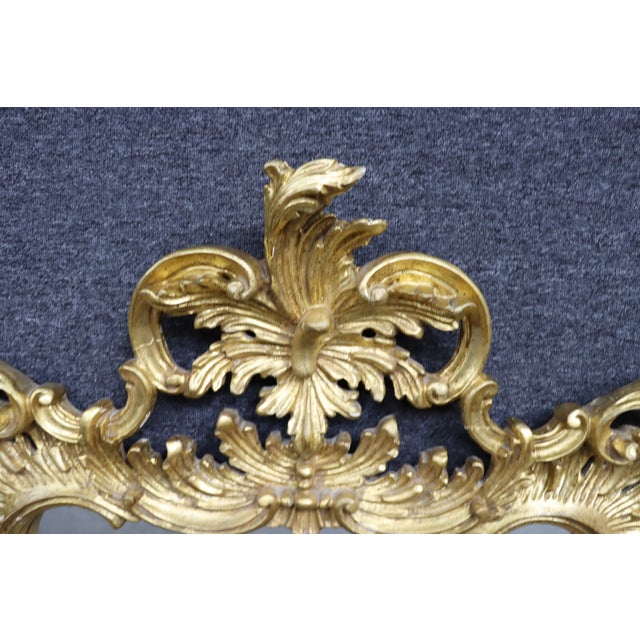Italian Rococo Revival Hand-Carved Giltwood Wall Mirror For Sale - Image 11 of 14