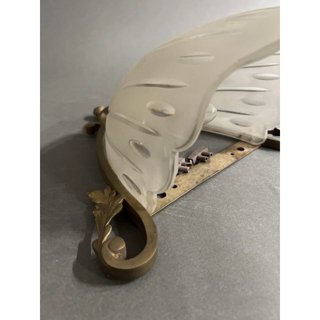 Antique Brass and Glass Wall Lamp For Sale - Image 3 of 7