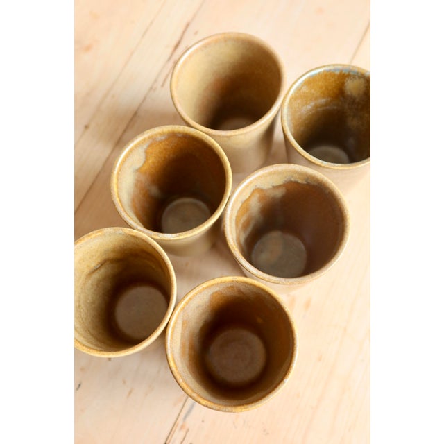 Rustic Vintage Stoneware Tumblers, 1980s, Set of 6 For Sale - Image 3 of 7