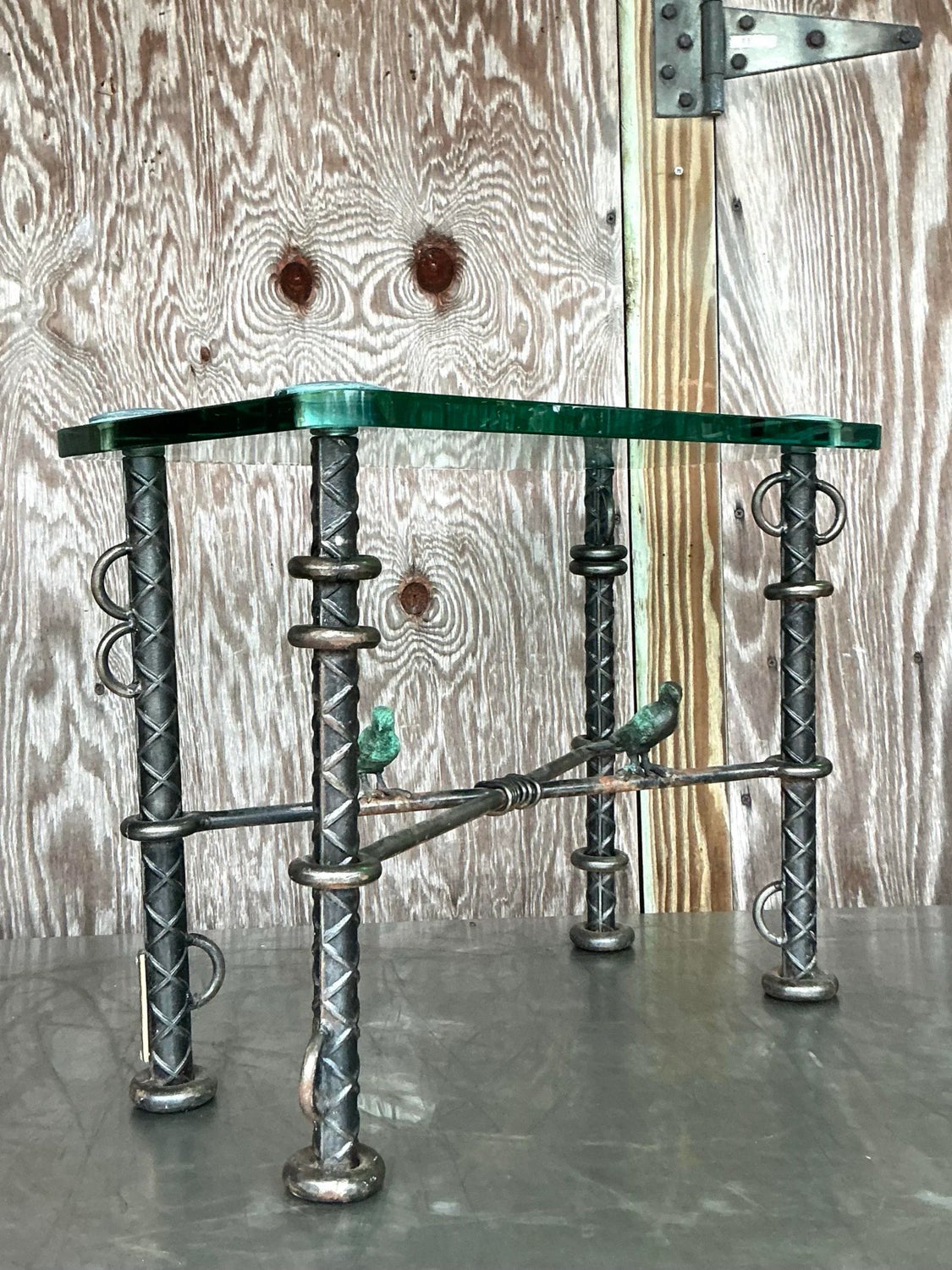 Vintage Boho Ilana Goor Rebar Birds Side Table — additional photo 5