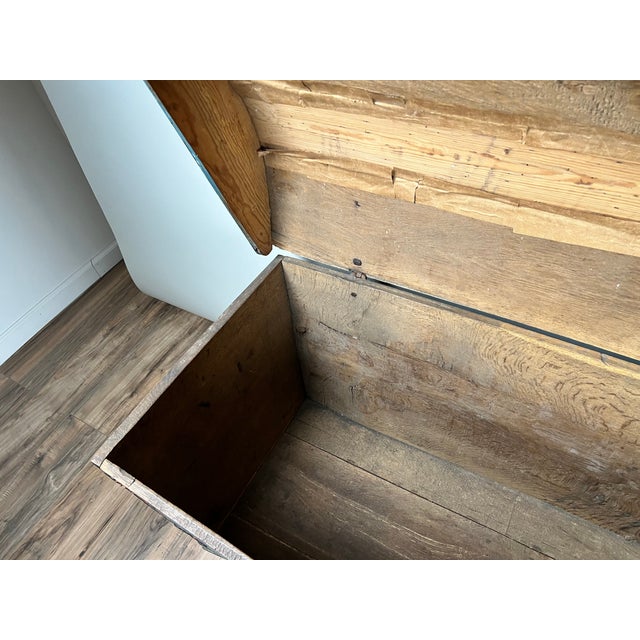 Blue Antique Swedish Oak Kista Dowry Chest C. 1841 For Sale - Image 8 of 13