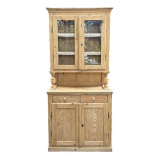 19th Century Scrubbed Pine Farmhouse Hutch For Sale