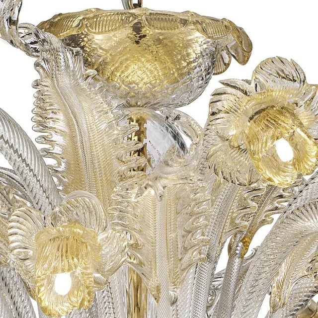 Venetian Floreal Gold Muarno Glass Chandelier by Simoeng For Sale - Image 7 of 8