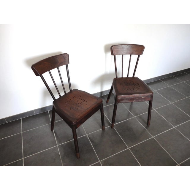 1920s Set of French Metal & Oak Chairs, 1929 For Sale - Image 5 of 10