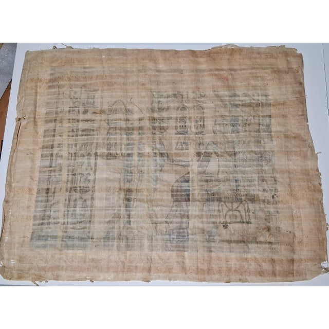 Framed Vintage Egyptian Scene Handpainted on Papyrus For Sale In Atlanta - Image 6 of 12