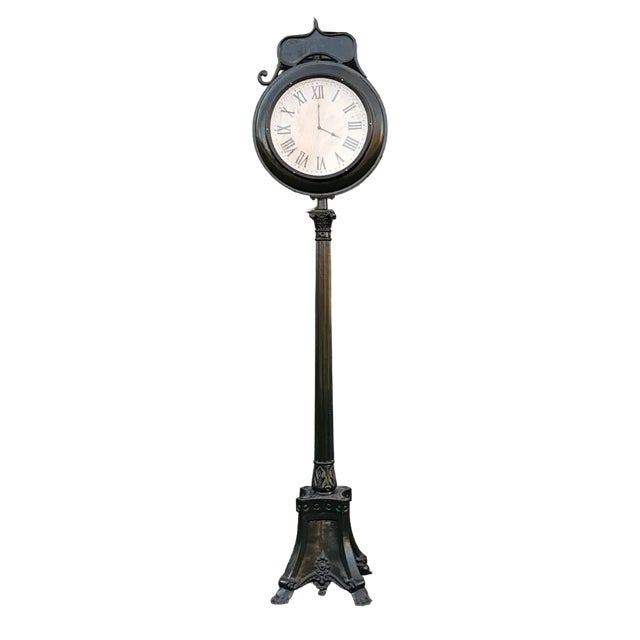 Vintage Double Sided Standing Station Clock For Sale