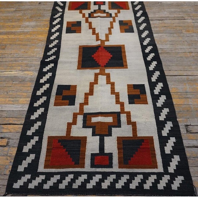 Antique Native American Navajo Ivory 1935 Rug, Circa Date: 1935. This exceptional weaving captures the stark beauty and...