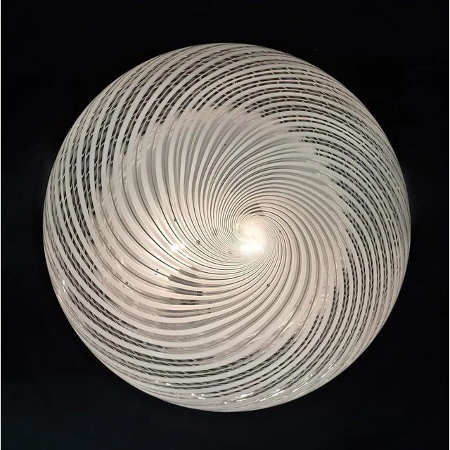 White 1960s Ribbed Flush Mount by Venini For Sale - Image 8 of 9