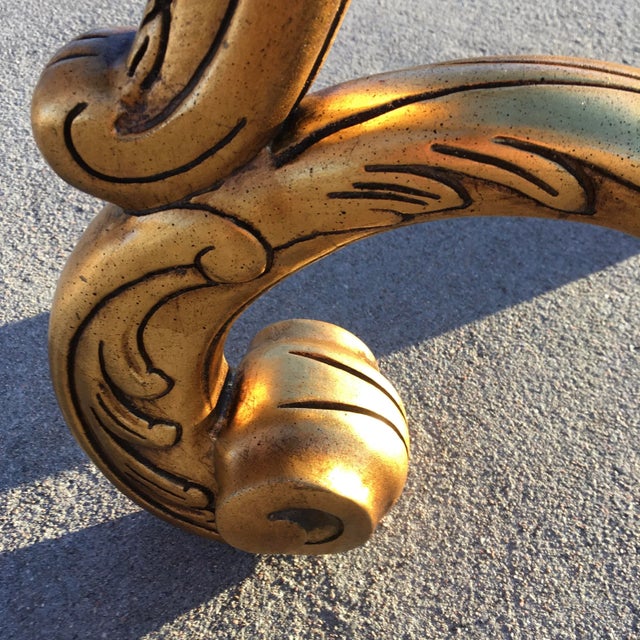 Mid 20th Century Spanish Rococo Style Carved Giltwood & Glass Coffee Table For Sale - Image 4 of 12