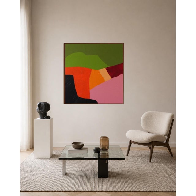This contemporary abstract painting explores the harmony that arises from the encounter of contrasting colors and organic...
