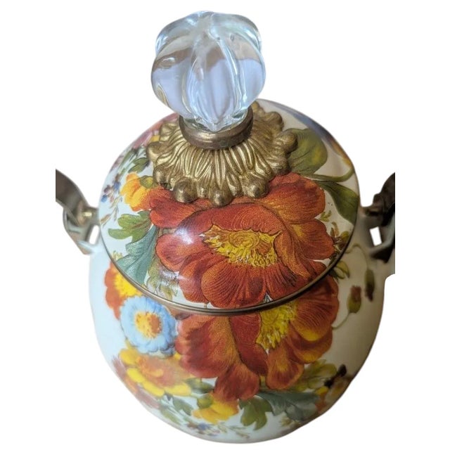 Paint MacKenzie Childs Flower Market Enamel Kettle Floral Design Wood Handle For Sale - Image 7 of 12