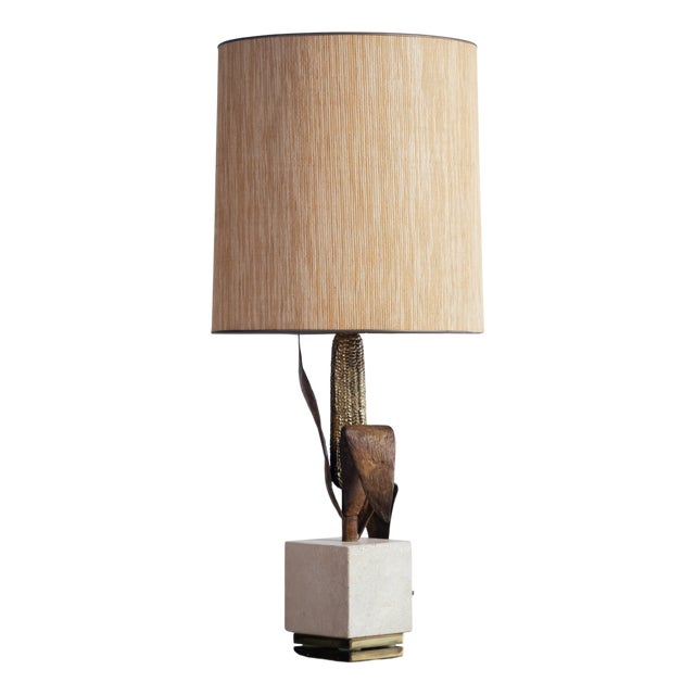 French Corn Table Lamp in Brass from Maison Charles, 1960s For Sale
