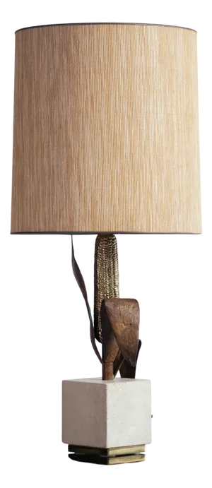French Corn Table Lamp in Brass from Maison Charles, 1960s