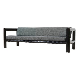 Vintage 1970s Black Lacquered Sofa For Sale