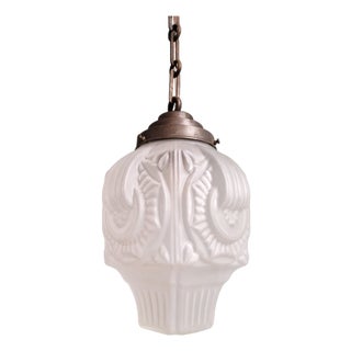 Art Deco Pendant Light in Frosted Clear Glass, 1920s-1930s For Sale