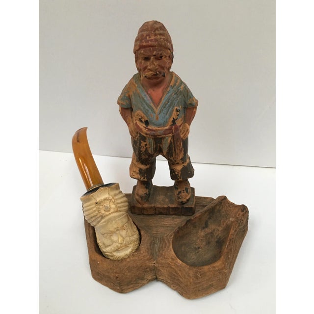 Wood Vintage Hand Carved German Pipe Holder For Sale - Image 7 of 8