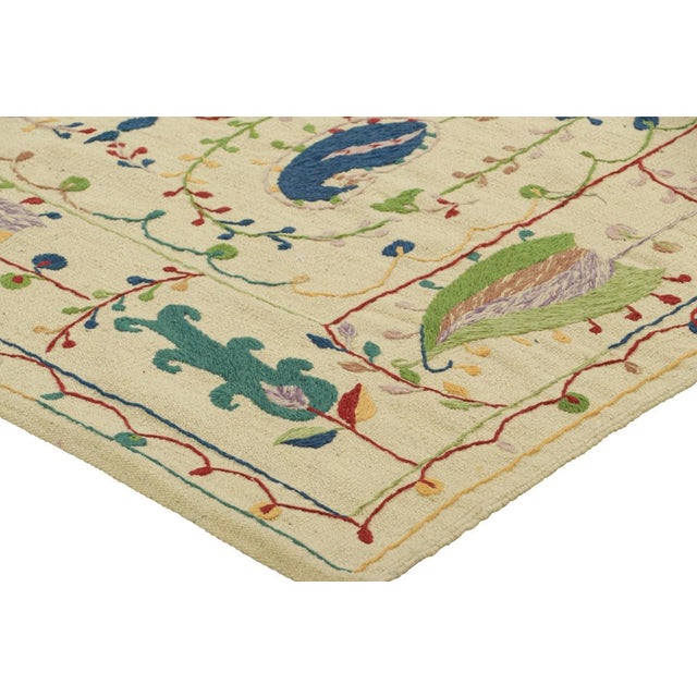 Rug & Kilim’s Suzani Style Kilim With Polychromatic Tribal Patterns For Sale In New York - Image 6 of 7
