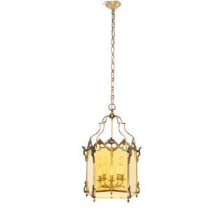 Large Louis XV Style Five-Panel Bronze Hall Lantern, 1870s For Sale